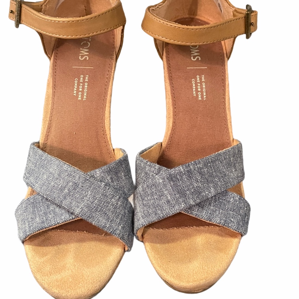 Toms Tan and Gray Wedges - Picture 2 of 10